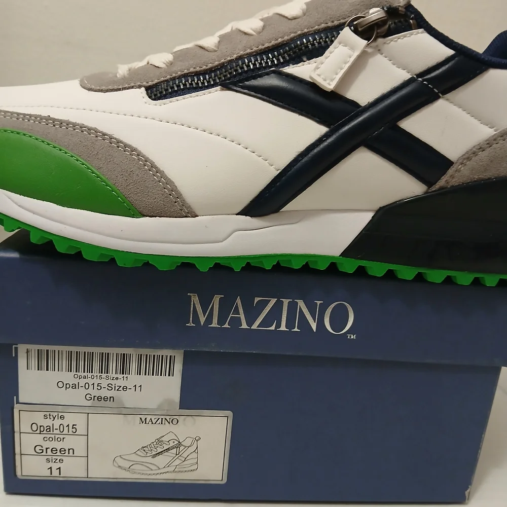 Men's White, Gray, and Green Sneakers - Picture 12 of 12